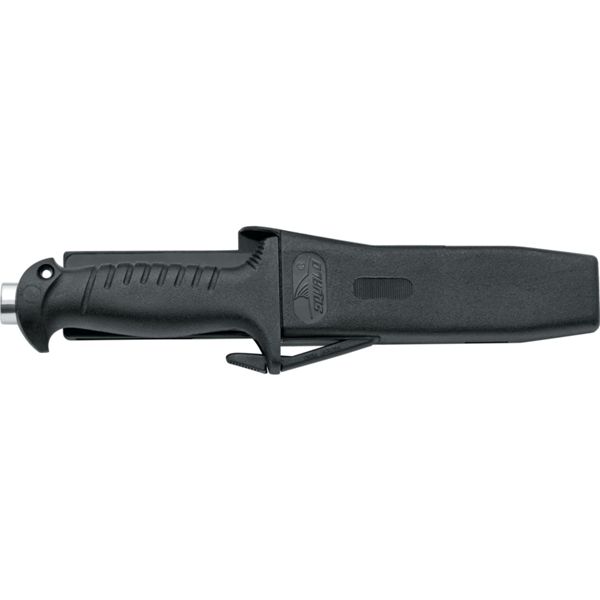 DIVING KNIFE SQUALO, S/S bld 14 CM PLASTIC hdl: BLK, w/HAMMER, +SHEATH