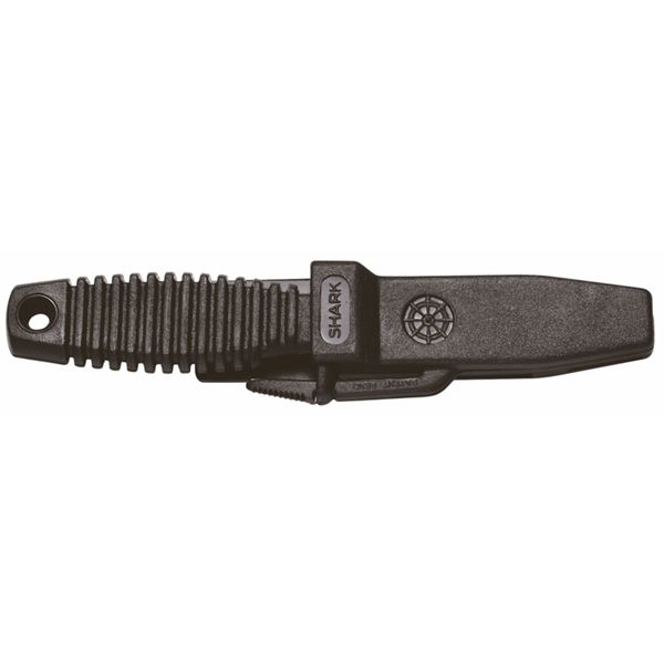 DIVING KNIFE SHARK, AISI 304 S/S bld 9 CM, PLASTIC hdl: BLK, +SHEATH