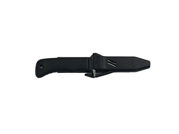 DIVING KNIFE SQUALO, S/S bld 13 CM, PLASTIC hdl: BLK, +SHEATH, +RUBBER RING SPARE PART