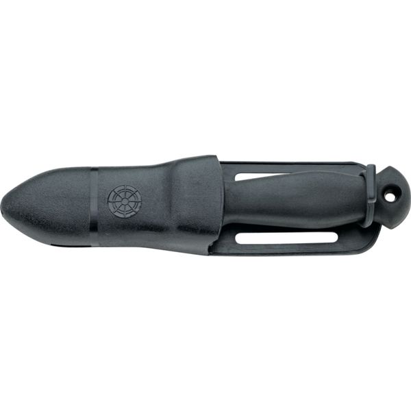 DIVING KNIFE SUB, S/S BLK PTFE bld 9 CM, PLASTIC hdl: BLK, +SHEATH, +RUBBER RING SPARE PART