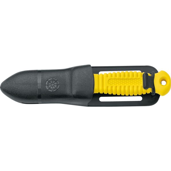 DIVING KNIFE SUB, DAGA S/S bld 9 CM, PLASTIC hdl: YEL, +SHEATH, +RUBBER RING SPARE PART