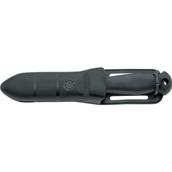 DIVING KNIFE SUB, AISI 304 S/S bld 11 CM, PLASTIC hdl: BLK, +SHEATH, +RUBBER RING SPARE PART