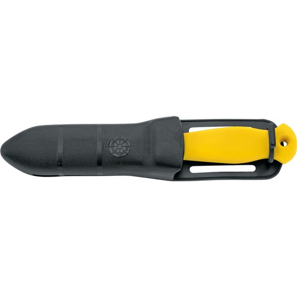 DIVING KNIFE SUB, S/S bld 12 CM, PLASTIC hdl: YEL, +SHEATH, +RUBBER RING SPARE PART