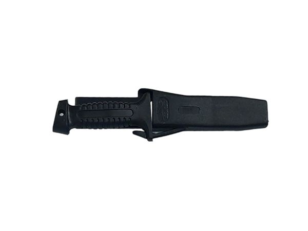 DIVING KNIFE SUB, S/S bld 15 CM, PLASTIC hdl: BLK, +SHEATH, +RUBBER RING SPARE PART