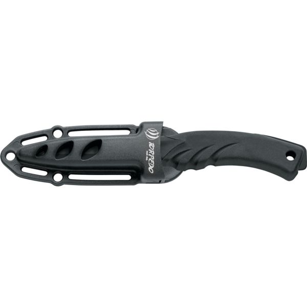 DIVING KNIFE TORPEDO, S/S BLK PTFE bld 9 CM, PLASTIC hdl: BLK, +SHEATH