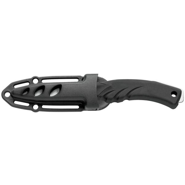 DIVING KNIFE TORPEDO, S/S bld 9 CM, PLASTIC hdl: BLK, +SHEATH