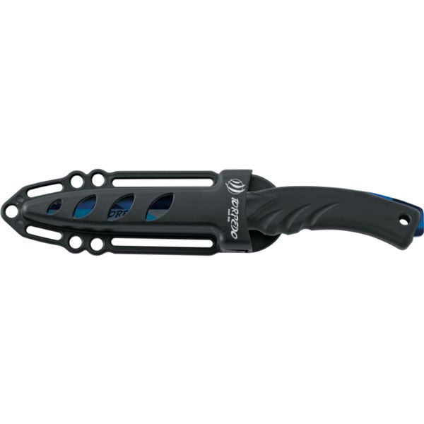 DIVING KNIFE TORPEDO, S/S BLU CAMO PTFE bld 11 CM, PLASTIC hdl: BLK/BLK, +SHEATH