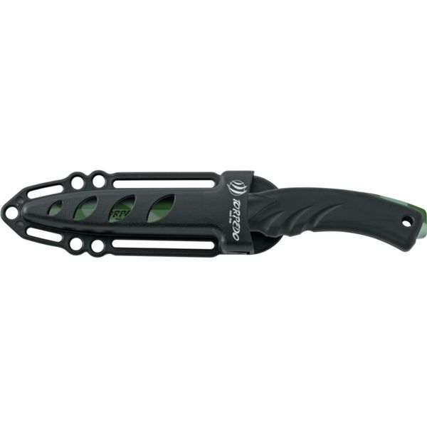 DIVING KNIFE TORPEDO, S/S GRN CAMO PTFE bld 11 CM, PLASTIC hdl: BLK/BLK, +SHEATH