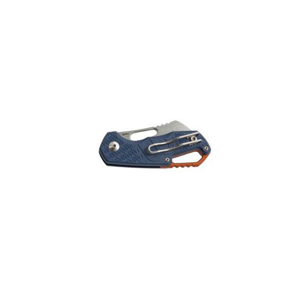 MKM ISONZO – N690 SW CLEAVER bld, BLU FRN hdl - ORG Al SPACER & RING - S/S REV. CLIP, S/S LINER LOCK - THUMB HOLE OPENING