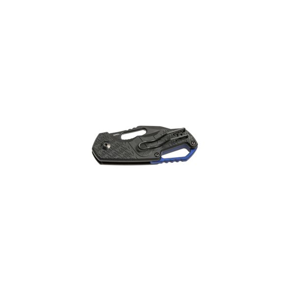 MKM ISONZO – N690 BLK COATED CLIP P. bld, BLK FRN hdl - BLU Al SPACER & RING - S/S REV. CLIP, S/S LINER LOCK - THUMB HOLE OPENING