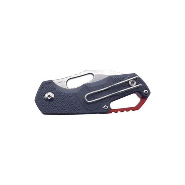 MKM ISONZO – N690 SW CLIP P. bld, GRY FRN hdl - RED Al SPACER & RING - S/S REV. CLIP, S/S LINER LOCK - THUMB HOLE OPENING