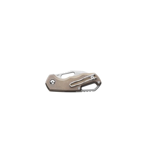 MKM ISONZO – M390 SW CLIP P. bld - BRO Ti hdl, SW Ti SPACER & RING - S/S LINER LOCK & REV. CLIP, THUMB HOLE OPENING +ZIP NYLON POUCH