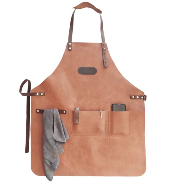 MKM GRILL & BBQ APRON, 100% VEGETABLE TANNED LEATHER IN TUSCANY - ITALY