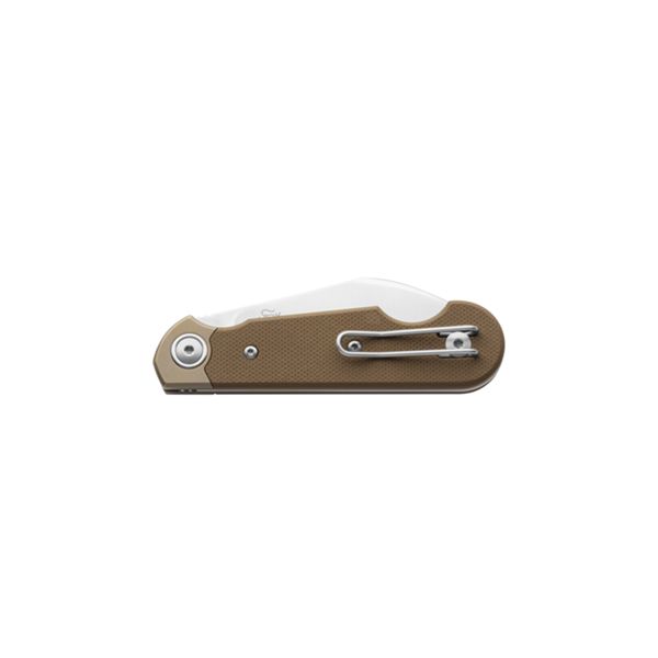 MKM JAQUES – MAGNACUT SATIN bld - EARTH BROWN G10 hdl, TI BOLSTERS AND LINERS, SLIP JOINT - S/S SPRING - NAIL NICK, S/S WIRE CLIP