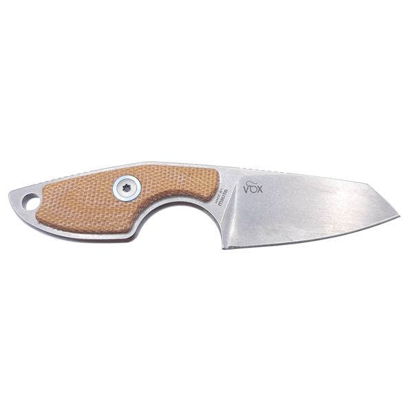 MKM MIKRO 2 – M390 SW SHEEPSFOOT FIXED bld, NAT CNV MICARTA hdl, +MKM POCKET LEATHER SHEATH w/MAGNETIC CLIP