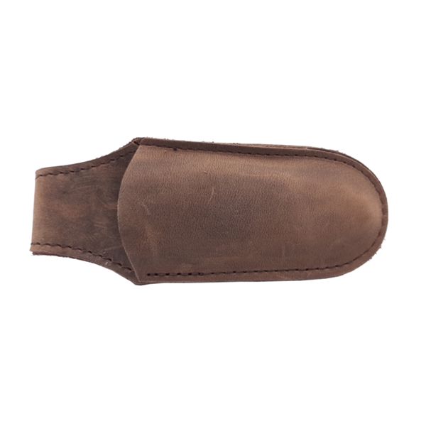 MKM FARA – M390 SATIN bld - NAT CNV MICARTA hdl, SLIP JOINT - S/S SPRING - NAIL NICK, +MKM POCKET LEATHER SHEATH w/MAGNETIC CLIP