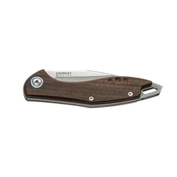 MKM FARA – M390 SATIN bld - SANTOS WOOD hdl, SLIP JOINT - S/S SPRING - NAIL NICK, +MKM POCKET LEATHER SHEATH w/MAGNETIC CLIP