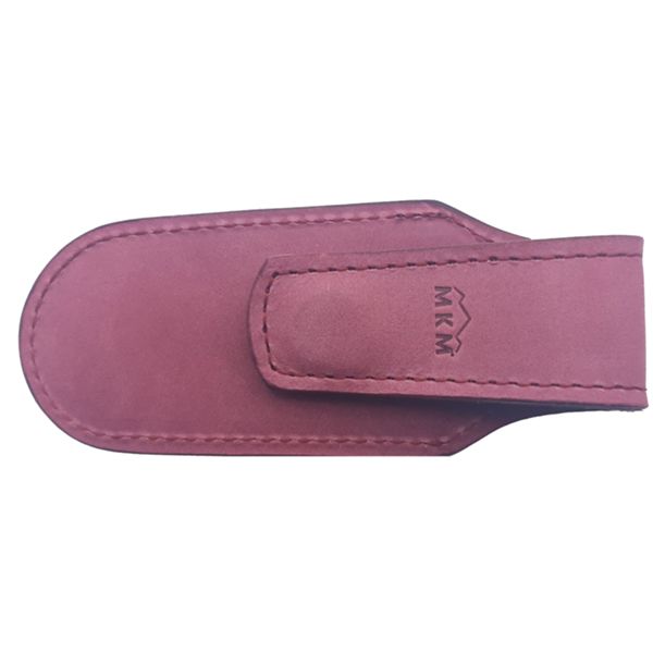 MKM POCKET LEATHER SHEATH – w/MAGNETIC CLIP - BUR, 100% VEGETABLE TANNED LEATHER IN TUSCANY - ITALY