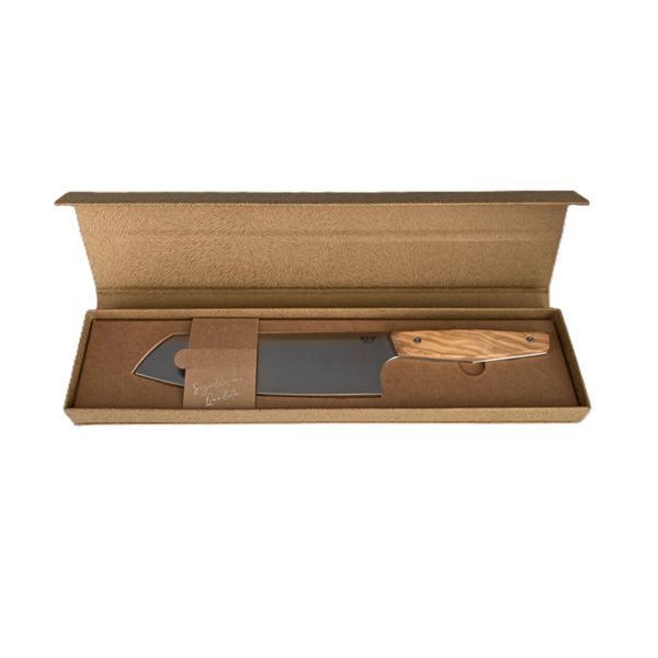 MKM PRIMA – SANTOKU KITCHEN KNIFE, 17 CM X50CrMoV15, SATIN S/S bld, OLIVE WOOD hdl