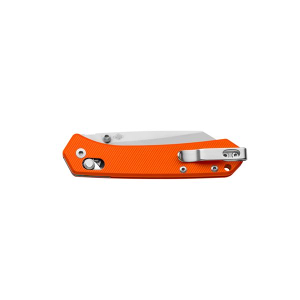 MKM YIPPER - MAGNACUT SW bld - ORANGE G10 hdl, CROSS BAR LOCK, S/S LINER, SPACER AND CLIP, THUMB STUD OPENING +ZIP NYLON POUCH