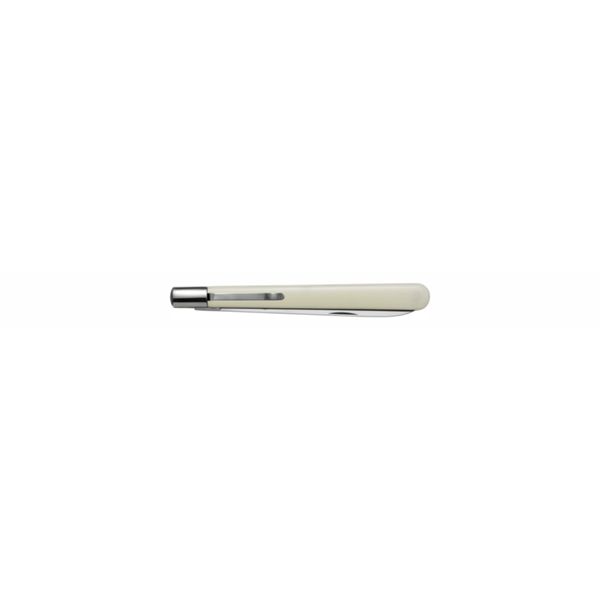 TASTING KNIFE - ONLY BLADE - PLAIN EDGE, IVORY PLASTIC hdl - 14 CM w/POCKET CLIP, SINGLE BOX PACKAGE