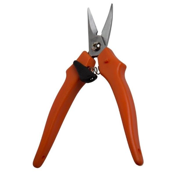 SHEAR, MULTIPURPOSE, POINTED TIPS w/CLIP, MM 165, S/S CURVED DOUBLE bld, PLASTIC hdl ORG