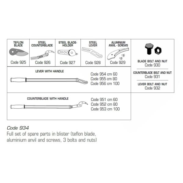 Art. 29T - LOPPER WITH LEVER ANVIL, CURVED TEFLON BLADE CM 60, MOQ 5 pcs