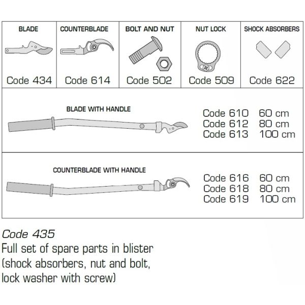 Art. 13 - LOPPER BY-PASS BLADE CM 60, MOQ 5 pcs, pkg PLASTIC BAG