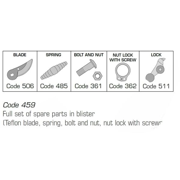 Art. 10T - PRUNING SHEARS, C/S BLADE TEFLON COATED, INTERCHANGEABLE, MOQ 6 pcs, pkg BLISTER