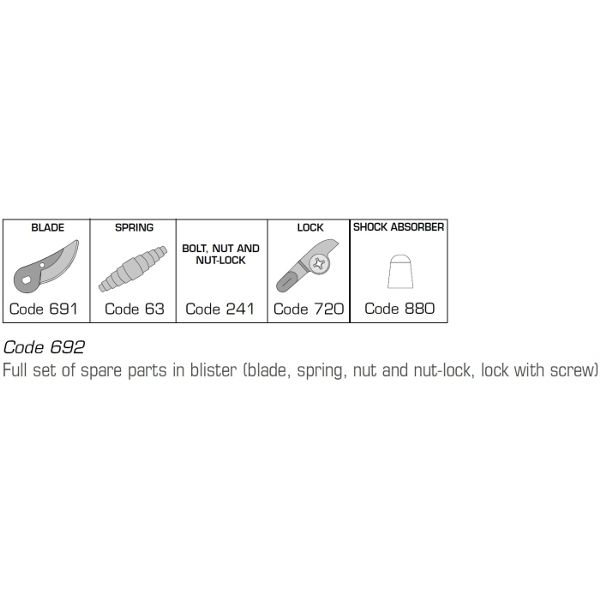 Art. 134 - PRUNING SHEARS, BY-PASS INTERCHANGEABLE BLADE, FORGED ALUMINUM, MOQ 6 pcs, pkg BLISTER