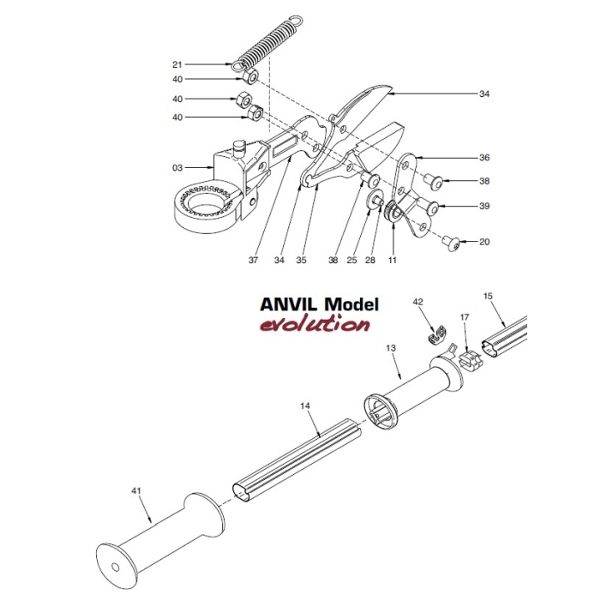 Art. 5 - TOP PRUNER SNIPER ANVIL BLADE, from mm 1670 to mm 2570, gr. 1590, CUT Ø 37, MOQ 2 pcs