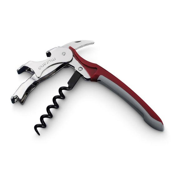 CORKSCREW MURANO, S/S SERRATED bld, S/S DOUBLE LEVER, C/S BLK COATED SPIRAL, GRY GUM + PLASTIC GREEN 583c hdl, BULK pkg