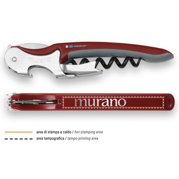 CORKSCREW MURANO, S/S SERRATED bld, S/S DOUBLE LEVER, C/S BLK COATED SPIRAL, GRY GUM + PLASTIC GREEN 583c hdl, BULK pkg