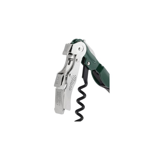 CORKSCREW MILANO BASIC, S/S SERRATED bld, S/S DOUBLE LEVER, C/S BLK COATED SPIRAL, BLK PLASTIC + C/S AMARANTH - RAL-3005 hdl, BULK pkg