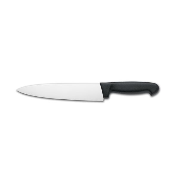 KITCHEN KNIFE CHEF CUT, CHEF KNIFE CM 22, SATIN FINISH bld, 1.4116 STAINLESS STEEL bld,  BLACK Atoxic Plastic hld