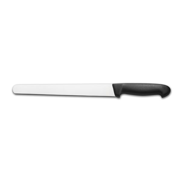 KITCHEN KNIFE CHEF CUT, WIDE HAM KNIFE CM 24, SATIN FINISH bld, 1.4116 STAINLESS STEEL bld,  BLACK Atoxic Plastic hld