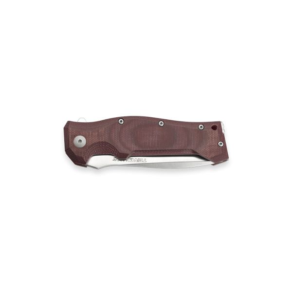 VIPER, TEN, FOLD. KNIFE, N690 BOHLER SATIN bld, BURGUNDY CANVAS hdl, BEAD BLASTED TIT. SPACER, BEARING SYSTEM/CLIP