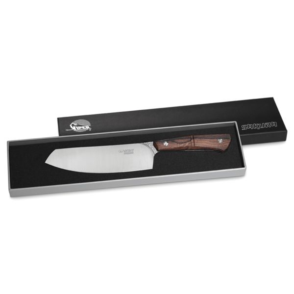 VIPER, SAKURA SERIES, SANTOKU, BUDERUS NITRO B bld, ZIRICOTE WOOD hdl, GIFT BOX