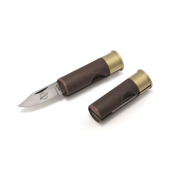 FOLD. KNIFE, CARTRIDGE - PLASTIC hdl COPPER LOOK, GAUGE 12 Mod. S/S bld 25 pcs DISPLAY-BOX