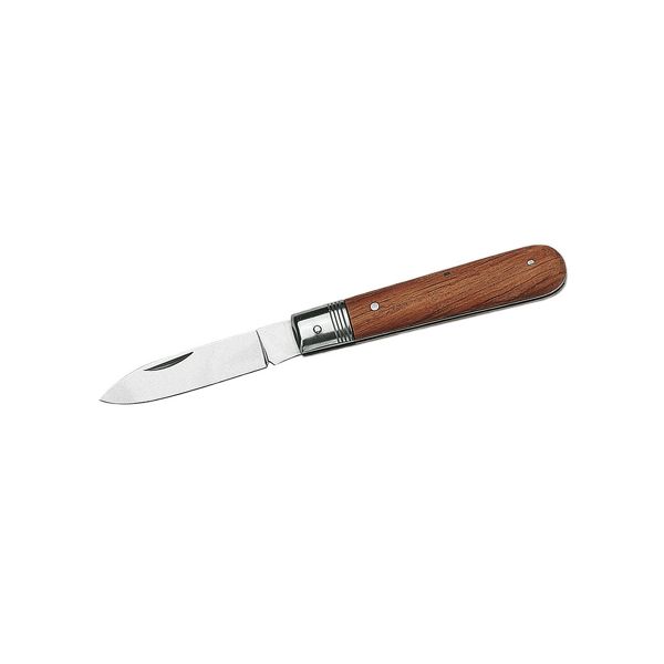 FOLD. KNIFE ELECTRICIAN CLASSIC, WOOD hdl, C/S DROP-POINTED bld, w/o WIRE-SCRAPER, BULK pkg