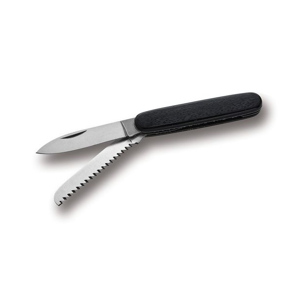 FOLD. KNIFE PRUNING TRAD., BLK PLASTIC hdl, C/S STRAIGHT + SAWED bld, BULK pkg