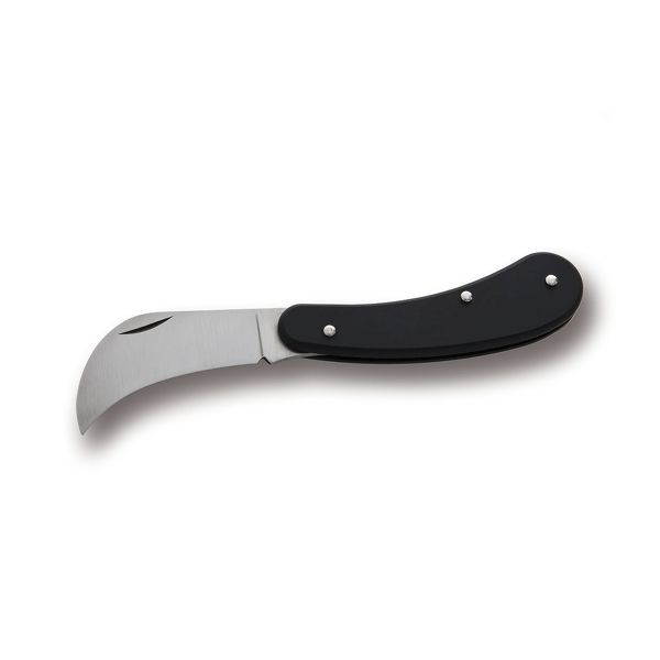 FOLD. KNIFE PRUNING HIGH-TECH, BLK ALUMINUM hdl w/CLIP, C/S bld, RETAIL pkg