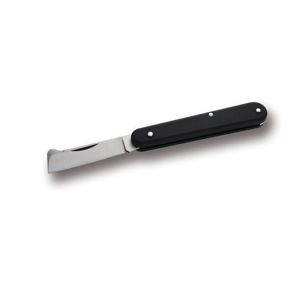 FOLD. KNIFE GRAFTING HIGH-TECH, BLK ALUMINUM hdl w/CLIP, C/S bld, RETAIL pkg