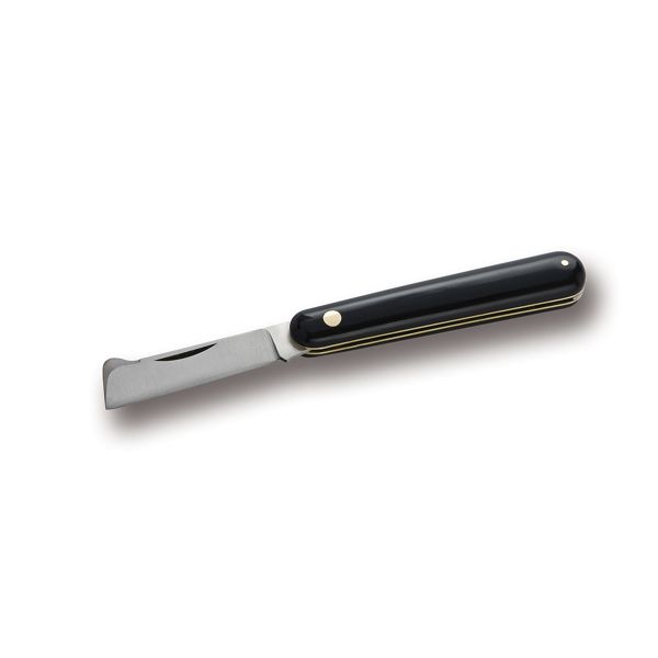 FOLD. KNIFE GRAFTING PROFESSIONAL, BLK PLASTIC hdl, C/S bld, BRASS CASE AND RIVET, BULK pkg