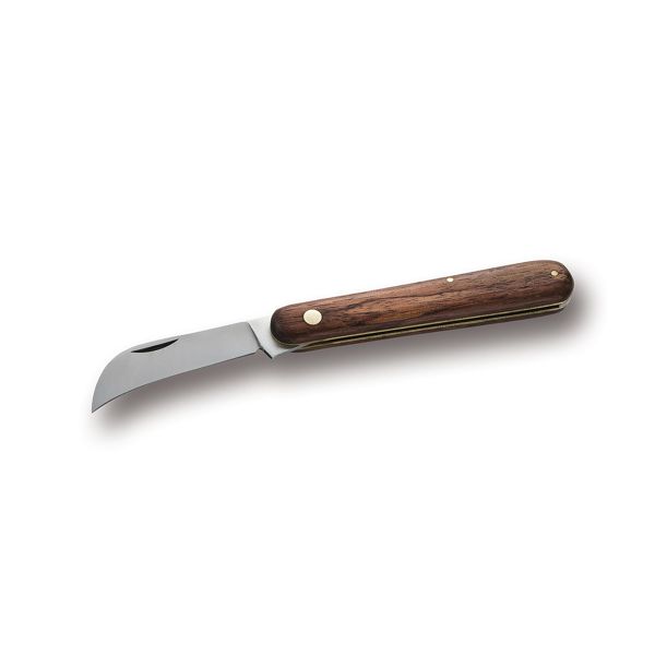 FOLD. KNIFE PRUNING PROFESSIONAL, WOOD hdl, C/S bld, BRASS CASE AND RIVET, BULK pkg