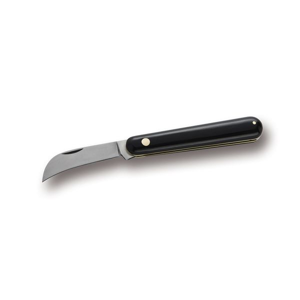 FOLD. KNIFE PRUNING PROFESSIONAL, BLK PLASTIC hdl, C/S bld, BRASS CASE AND RIVET, BULK pkg