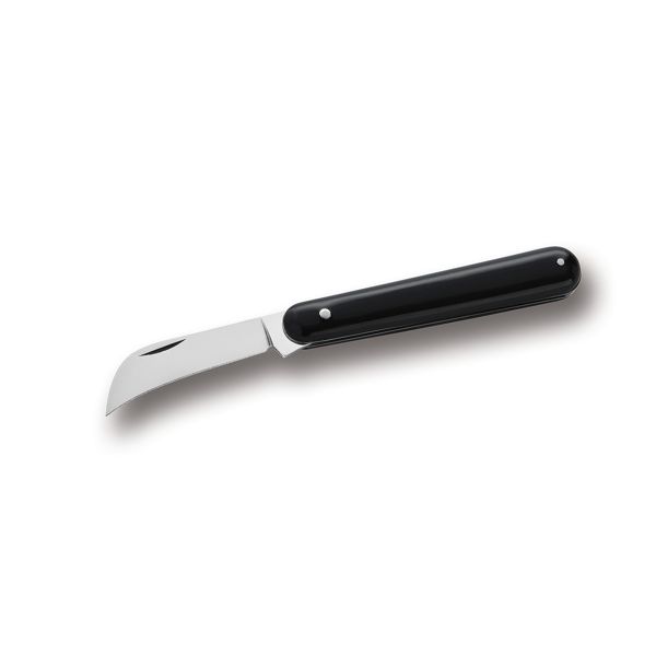 FOLD. KNIFE PRUNING TRAD., BLK PLASTIC hdl, C/S CURVED bld, BULK pkg