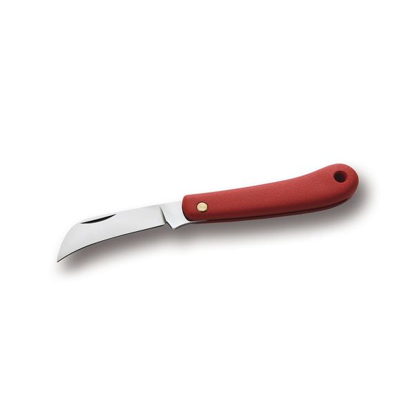 FOLD. KNIFE PRUNING HOBBY LINE, RED PLASTIC hdl, S/S bld, BULK pkg