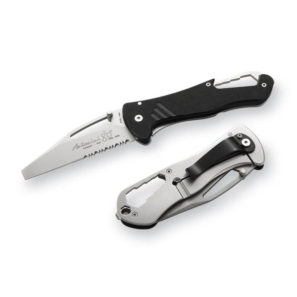 FOLD. KNIFE, 80+ Series, BLK G10 hdl, S/S COMBO bld MICRO-BEAD PEENED, RETAIL pkg