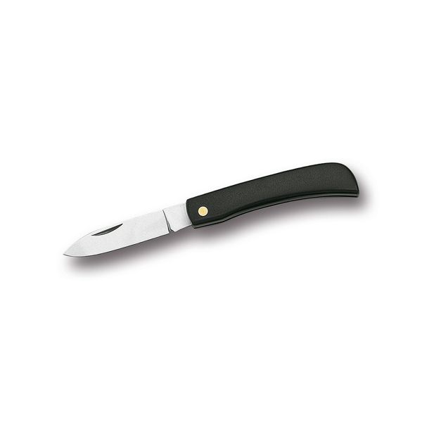 FOLD. KNIFE ELECTRICIAN CLASSIC, BLK PLASTIC hdl, C/S DROP-POINTED bld, w/o WIRE-SCRAPER, BULK pkg